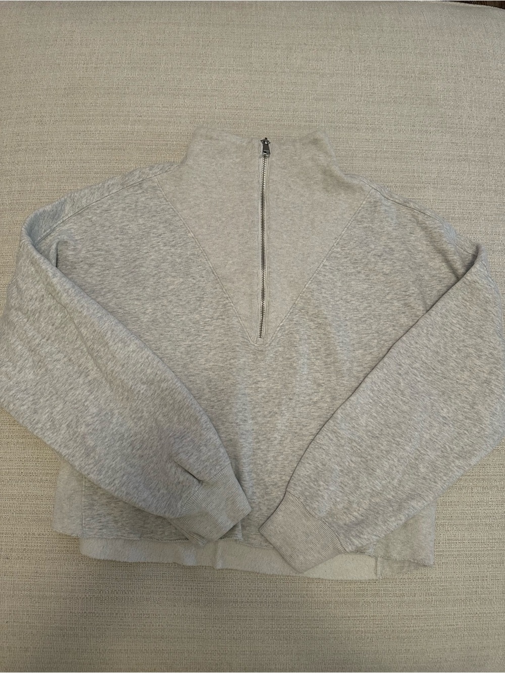 Abercrombie & Fitch Heather Gray Quarter-Zip Pullover